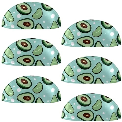 6 maniglie a semicerchio a semicerchio per tazze di avocado verde 709, con viti, per mobili da cucina, armadio, armadio