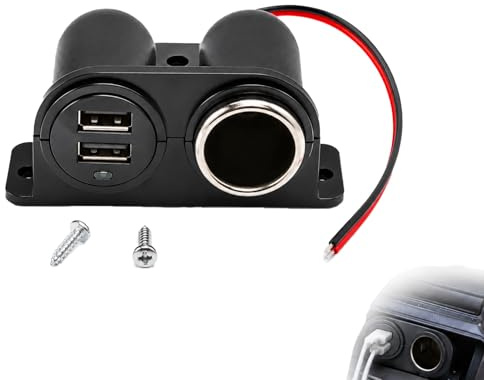 1 Piezas 12V/24V Encendedor de Cigarrillos con Doble USB para Vehículos y Carga Rápida, Camiones y Autocaravanas con Protección LED Integrada Encendedor de Cigarillos