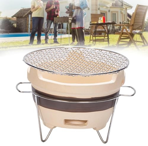 Portable Charcoal Clay Barbecue Grill - Vent Design for Camping & Picnics Lightweight Outdoor Cooking Equipment Perfect for Tailgating & Backyard BBQs
