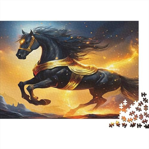 Schwarzes Pferd 1000 Teile Puzzle Puzzle für Erwachsene Nachtlicht 1000 Teile Puzzle Spiel Entspannung Dekoration 38x26cm/1000pcs