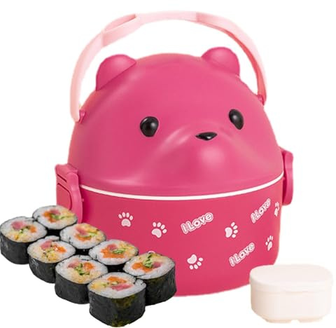 Generico Contenitori portapranzo per bambini | scatola per il pranzo isolata a forma di orso,Organizer per il pranzo con maniglia per trasporto di sicurezza per microonde per bambini adulti