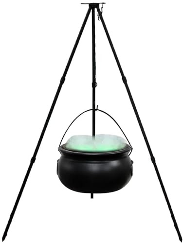 Yeaxxsqy Häxor kittel med stativ, svart, 30 cm, Halloween-dekor, plastkittel | Lätt design, lätt att montera, för halloween-festevenemang
