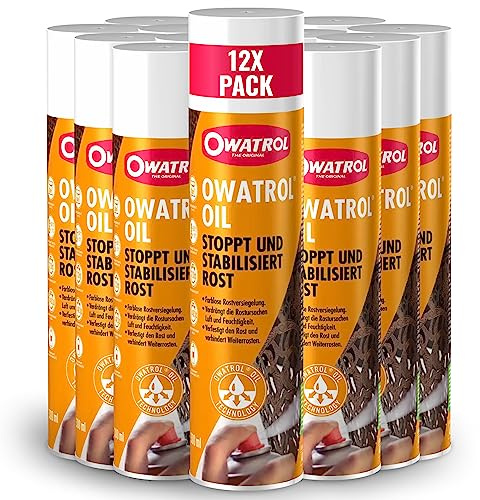 OWATROL Rostschutzspray 12x300ml – transparent, KFZ | Rostumwandler & Haftgrund für Metall, Kunststoff, Glas & Holz – ideale Grundierung für Autolack