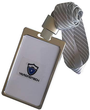 Ausweishalter aus Aluminiumlegierung, für Arbeitsausweis, mit abnehmbarem Band Silver-1pc