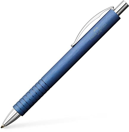 FABER-CASTELL - Kugelschreiber Essentio Aluminium Blau, Mine B | Eloxierter Aluminiumschaft mit dokumentenechter Großraummine