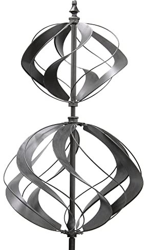 HAFIX Windrad Windtulpe 3D Optik Ø45cm. Windspiel für den Garten aus Metall. Windmühle mit Höhenverstellung dekorativ einzigartiger Blickfänger, wetterfest & UV-beständig in anthrazit H: 183cm.