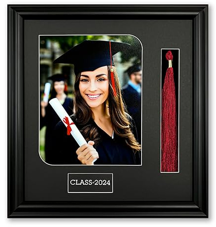 Frames for Portraits Black Wood Graduation Tassel Picture Frame for 8x10 Print with Text Card