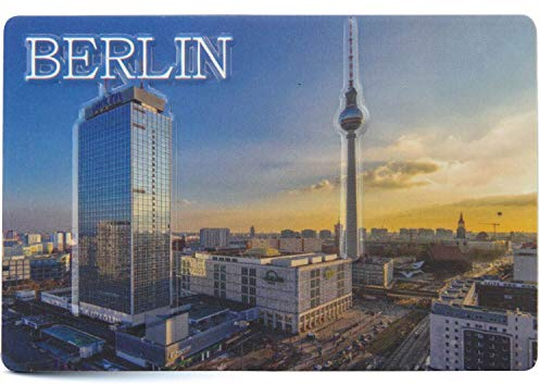 Magnet BERLIN | Alexanderplatz | Mini-Blechschild 9x6 cm mit Relief Stanzung | typisches Souvenir & Geschenk