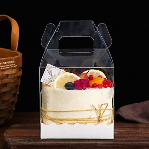 ITODA Tortenschachtel 10 Stück Geschenkschachtel Klein Kuchenbox mit Griff Tortenkarton Transparent Kuchen Schachtel Blumen Geschenkbox Hoch Quadratisch Tortenbox Minicakes Geschenk Verpackungsbox