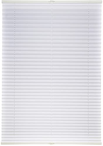 ondeco Plissee ohne Bohren mit Klemmträger viele Farben, Sonnenschutz für Fenster innen, Lichtschutz und Blickdicht, Plissee klemmfix Faltrollo Sichtschutz für Tür Weiß 40x100 cm