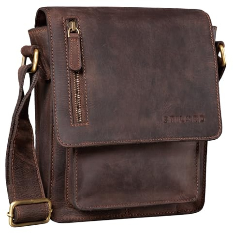 STILORD Herren-Umhängetasche braun - Kleine Vintage Schultertasche - 8,4 Zoll Messenger-Bag - Tablettasche aus echtem Büffel-Leder 'Finn'