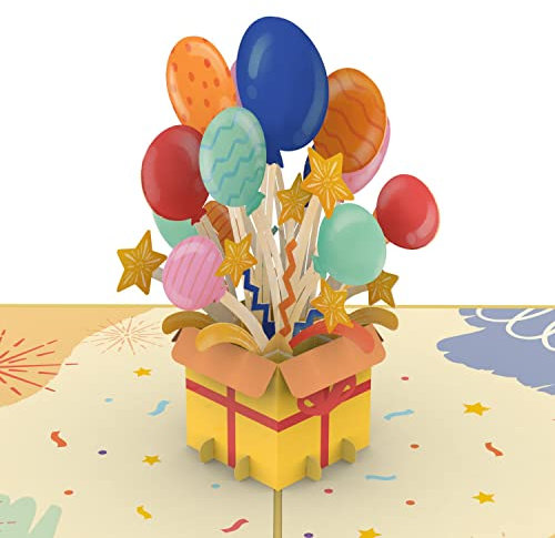 papercrush® Pop-Up Karte Geburtstag mit Geschenk & Luftballons - Lustige 3D Geburtstagskarte für Kinder, Frauen und Männer - Handgemachte Glückwunschkarte zum Kindergeburtstag für Mädchen und Jungen