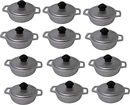 IMUSA (GAU-80560KIT) Traditioneller kolumbianischer Mini-Caldero (Dutch Oven) zum Kochen und Servieren, 0,7 l, Silber, 12 Stück