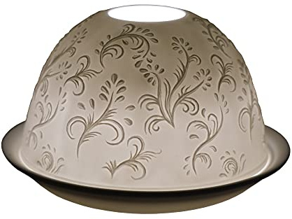 Cello Photophore Porcelaine Dôme - Tourbillon, Cadeau | Photophore dôme porcelaine projection 3D, motif tourbillon, bougie chauffe-plat ou cire fondue, cadeau fête des mères