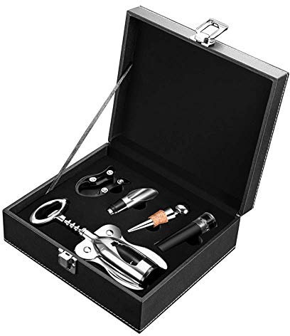 SPELAX Sacacorchos de ala de Acero Inoxidable, Juego de abridor de Cerveza, abridor de Botellas, Protector de Vino, tapón de vacío, Cortador de lámina para Corcho Duro seco