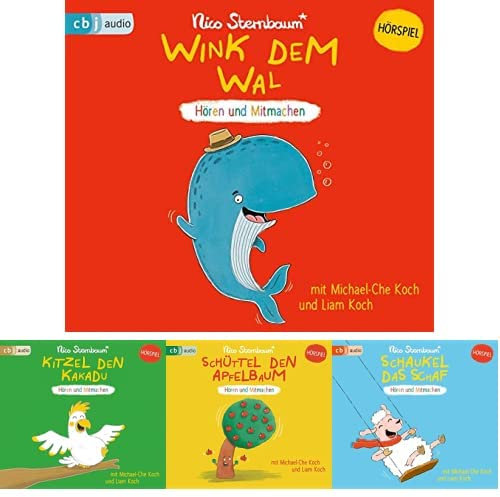Nico Sternbaum-Hörspiel-Set: Wink dem Wal + Kitzel den Kakadu + Schüttel den Apfelbaum + Schaukel das Schaf