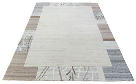 Nepal Teppich Handgeknüpft Grau beige 100% Wolle Orientteppich 163x226 cm N-96