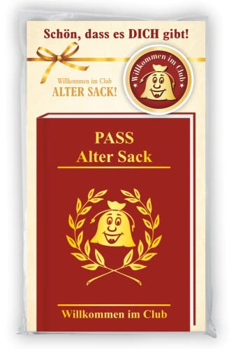 AV Andrea Verlag Der ultimative Clubausweis - Pass Alter Sack ROT mit Ansteckbutton - Willkommen im Club im Set | Ansteck Button Pin mit Sicherheitsnadel | Rentner Geschenk