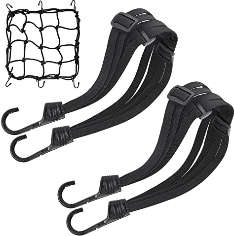 Gepäckspanner, 3 Stück Expander mit Haken+Gepäcknetz, Spanngurte mit Haken