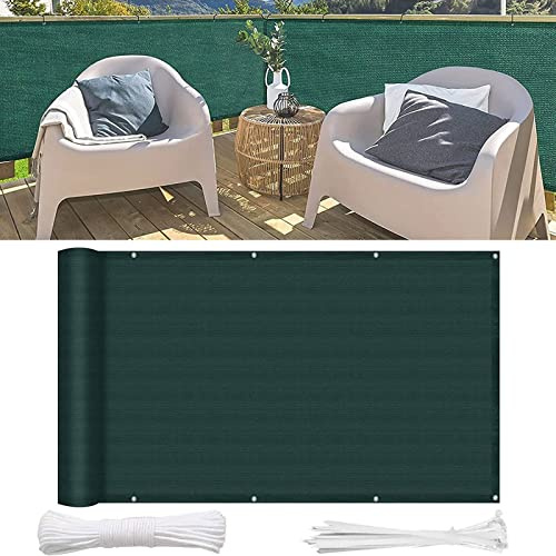 GUOJUN Balkonbespannung 80 x 250 cm Wind HDPE UV-Schutz Balkon Sichtschutz Balkonumspannungen mit Ösen und Kabelbinder für Garten Balkon Terrasse Outdoor, Grün