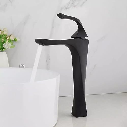 VFfotO Mattschwarz Badezimmer Becken Waschbecken Wasserhahn Deck Montiert Mischer Einloch Einhand-Armaturen Hohe Wasserhähne