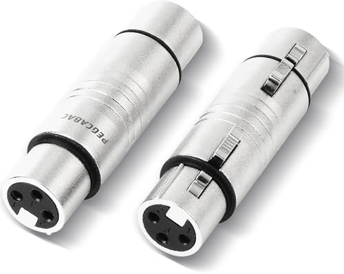 pegcabac 2 Pack XLR Female to XLR Female Adapter, XLR 3-Pin Female to XLR 3-Pin Female Gender Changer Connectors for Microphones Audio Equipment Mixers, Silver
