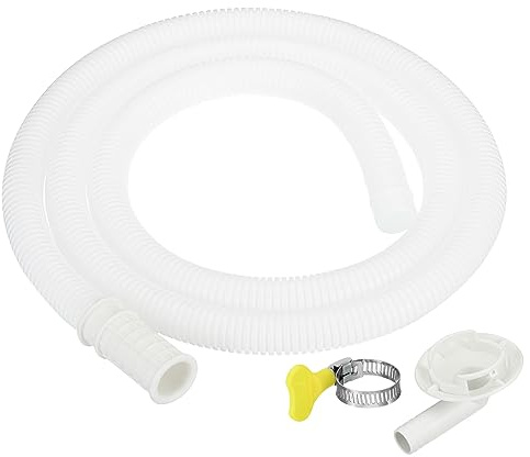 PATIKIL 4.9ft Air Conditioner Drain Kit, Universal AC Drain Hose Connector Hose with Clamp Connector 1 for Mini-Split Window AC Unit Faucet, White