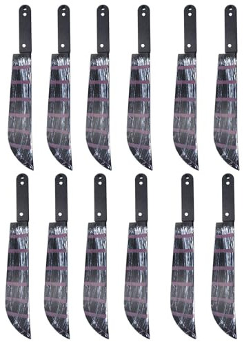 labreeze Pack of 12 Fake Bloodied Machete Weapon Plastic 50 Cm Halloween Horror Killer Fancy Dress Party Costume Prop
