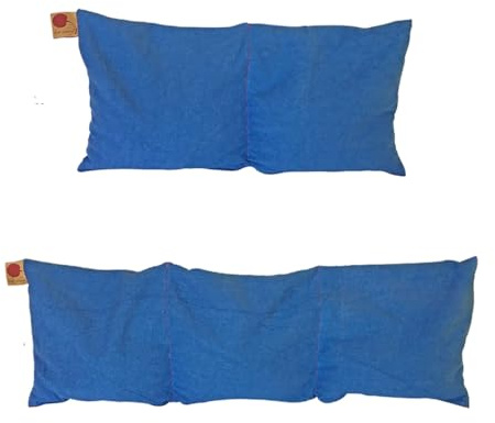 Bed Warmers Blue Denim Hot Cherry Pit Pillow Double & Triple Square Pillow, Moist Heat Relieves Muscle-Cramp-Arthritis Pain, Hot/Cold Therapy, Heating Pad, Sleep Aid, Microwavable, Washable FSA/HSA
