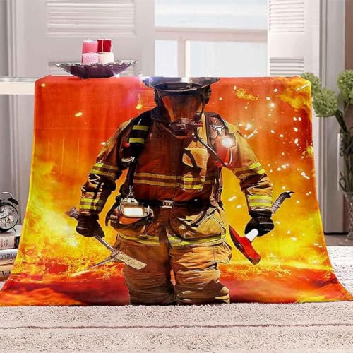 Kuscheldecke Flauschig 100x135 Feuerwehrleute 3D Decke Erwachsene Kinder Flanell Fleecedecke Weich und Warme Wohndecken Kuscheldecken Sofa Bett Überwurfdecke Sofadecke Couch Blanket Y6049