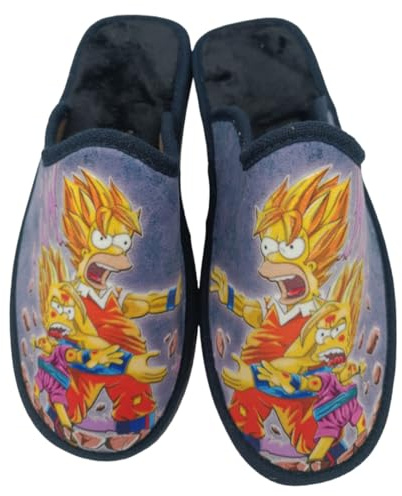 HECHO EN ESPAÑA Zapatillas de Estar por Casa - Pantuflas de Hombre - Calzado Destalonado y Ligero - Originales y Perfectas para Regalar (Son Goku y Los Simpson, 37)