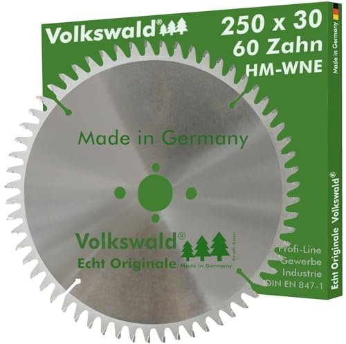 Volkswald ® HM-Sägeblatt W 250 x 30 mm Z = 60 Spannplatten Spannplatten beschichtet Holzplatten Massivholz Laminat Kunststoffe Acrylglas Tischkreissäge, Handkreissäge, Kapp- & Gehrungssäge