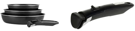 Sitram - 712757 Lot de 3 poêles Sitramovible en aluminium pressé Ø20/24/28cm & 712773 SITRAMOVIBLE - Poignée amovible pour poêle, casserole, wok, sauteuse des gammes Sitramovible