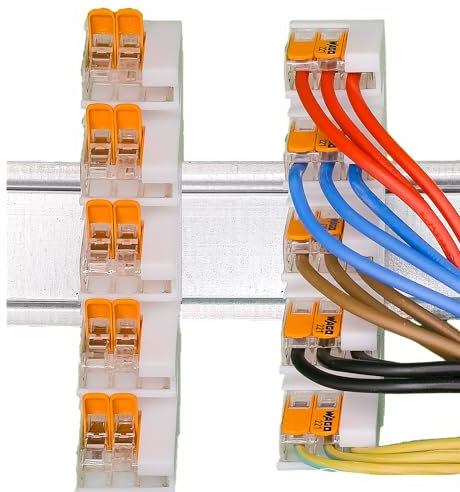 2 x DIN rail / DIN rail holder for 5 x Wago terminals connection terminals 221-412, 221-413, 221-415 (not included)