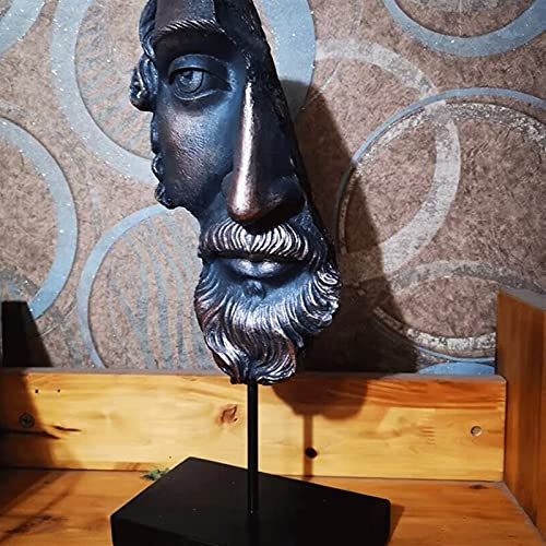 OLSKFUH Gartenskulptur Menschliches Gesicht Harzdekoration Skulptur Antike Dekoration Figuren Skulptur Kunsthandwerk Heimdekoration Wohnzimmer Arbeitszimmer Ornamente Garten,A