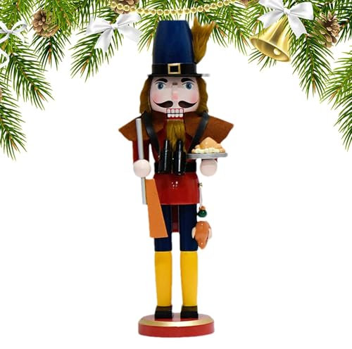 Figure di schiaccianoci in legno di Natale, figure schiaccianoci in legno da 38 cm per Natale, grandi schiaccianoci re per decorazione autunnale, decorazioni classiche natalizie per scaffali e display