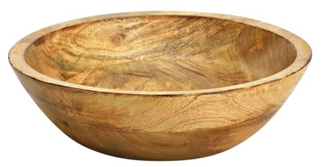MACOSA GW10038489 Dekoschale Mangoholz 2 cm Holz modern rund Obstschale Deko Schale Holzschale Tischdekoration Fruchtschale Obstkorb
