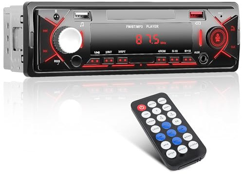 Hikity Autoradio Bluetooth Radio 1Din Autoradio mit FM Bluetooth Freisprecheinrichtung 2USB AUX Schnellladung(5V/2A) MP3 Player Kompatibel iOS und Android