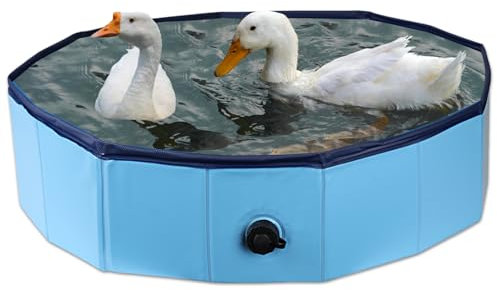 Hdnbsp Foldable Duck Pool, Portable Hard Plastic Duck Pond Tub, Collapsible Duck Pools for Pet Ducks, Dogs and Cats – Indoor & Outdoor Use, Hard Shell, Easy to Clean and Store