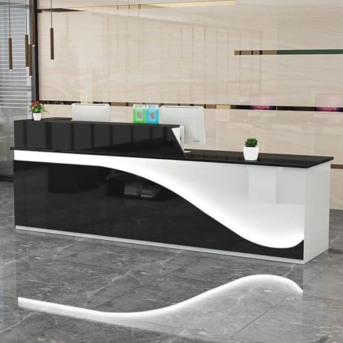 YUGXTH Empfangstheke, Empfangstresen mit Abschließbarer Schublade, Geräumiger Rezeptionstheke, Rezeptionstheken für Den Einzelhandel und Die Kasse(Nero,130cm/51.1in)