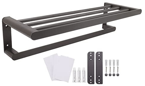 Badregale, Raum Aluminium Badezimmer Handtuch Ablagehandtuchstange, Wandmontierte Handtuchhalterhandtuchkleiderbügel für Badezimmer (Grau 50cm)