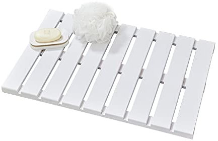Caillebotis de bagnoire Bambou, Tapis de bain en bambou pour douche, tapis de douche extérieur/tapis de sol de salle de bain naturel pour salle de bain de camping-car côté piscine, avec trou de drain