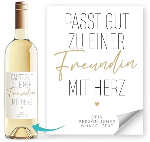 SpecialMe® Weinetiketten Weinflaschenetiketten personalisiert Passt gut zu Wunschtext Flaschenetiketten selbstklebend Wein Geschenk Weiss unisize