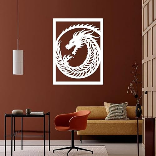 Wandation mit Drachen aus Metall, Wandkunst mit Drachenspirale aus Metall, Wandskulptur mit Drachen, Fantasy-Mythisches, Gothic-Heim, ation für Wohnzimmer, Büro, Geschenke fü