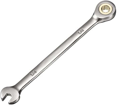 QUARKZMAN Chiave a Cricchetto 1/4 a 12 Punte con 72 Denti Nero Nichelato | con Estremità a Scatola E Aperta da 1/4, per la Riparazione Di Casa Auto, Acciaio Cr-V