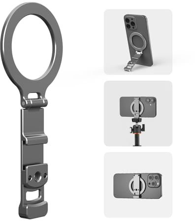 Phone Tripod Holder Mount for MagSafe, Aluminum Magnetic Mount Adapter with 1/4” Screw Hole, Cold Shoe for iPhone 18 17 16 15 14 13 Series for Samsung for Google Accessories