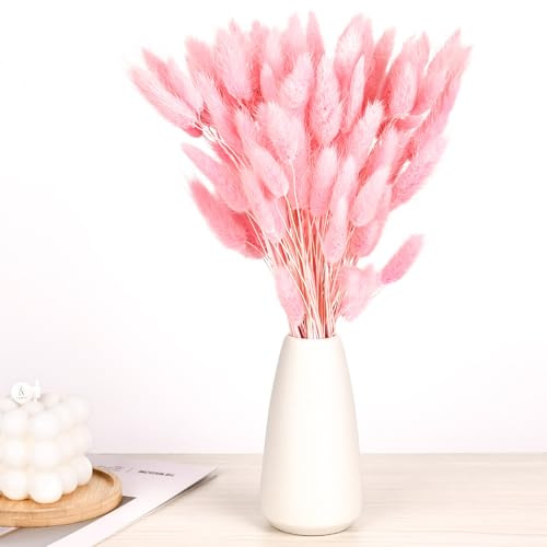 Pampas Flores Secas Decoracion Hogar - 120 Piezas Ramo Flores Secas Naturales 30CM Hierba de Pampa Grandes Frondas Esponjosas para Boda Decorativas Jarrones Boho Fiestas (Rosa)