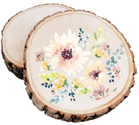 2 Stück Holzscheiben, Holzscheiben 18-20 cm Durchmesser, Runde Baumscheiben Holzplatte Ca.15mm Dicke für DIY Handwerk Holz-Scheiben Hochzeit Mittelstücke Weihnachten Dekoration Baumscheibe