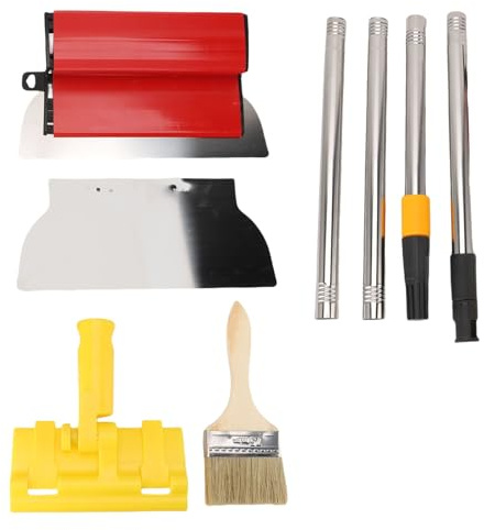 Ausla Conjunto de Cuchillas para Alisar con Mangos Extensibles, Espátula de Acero Inoxidable para Suavizar Paneles de Yeso, Acabado de Grandes áreas en Techos y Paredes, ajustable.
