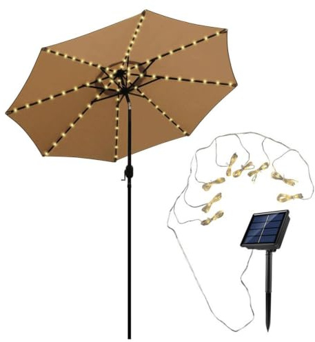 Patio Umbrella Lights Solar Powered 8 Modes 104 LED Parasol String Light Waterproof Umbrella Pole Solar Lamp for Outdoor Patio Camping Tents